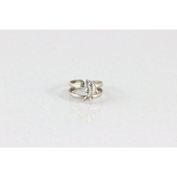 Sterling Silver Dolphin Toe Ring Adjustable - Picture 1 of 5